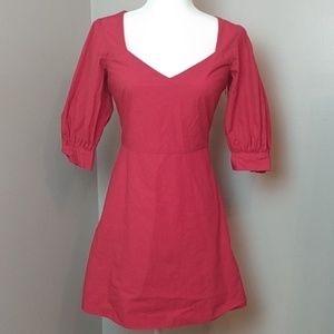 H&M red puffed sleeve mini dress sz 6